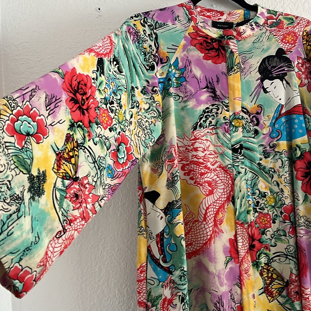 Natori Multicolor Asian Art  Tunic - Picture 3 of 12